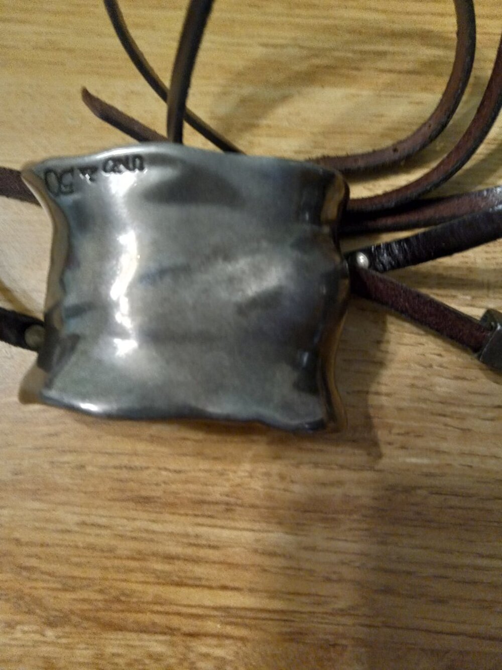 AUTHENTIC SIGN Uno de 50 Silver Plated w Leather BRACELET